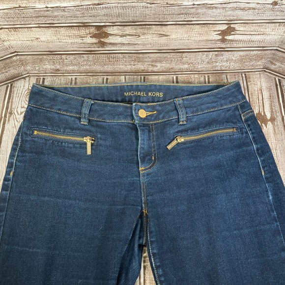 MICHAEL KORS Women's 4 Skinny Dark Wash Blue Denim Jeans Zipper Pockets - Picture 4 of 7